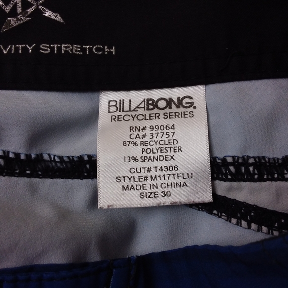 Billabong Platinum-X Board Shorts Drawstring Blue Green Striped Recycler Series - Picture 9 of 10